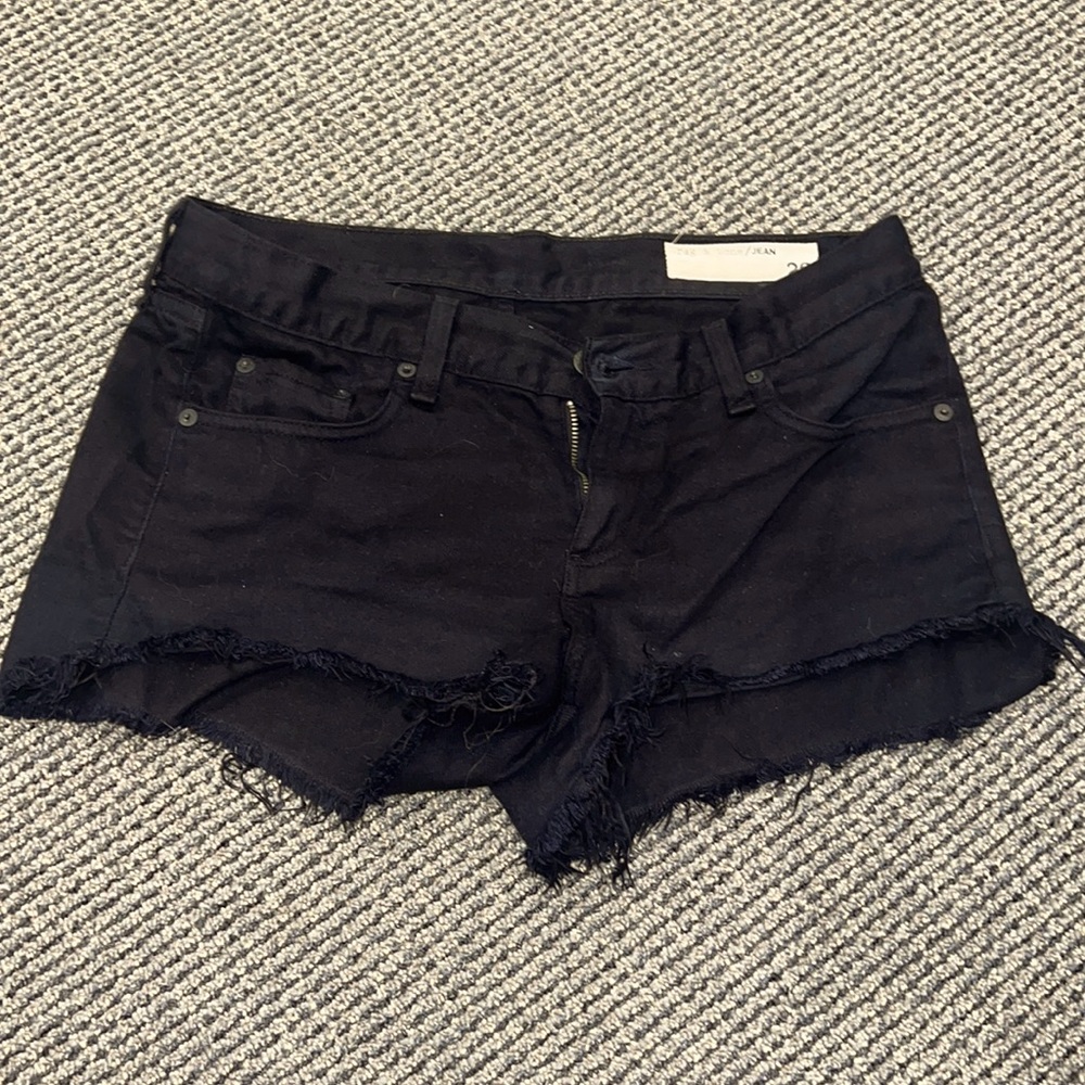 Rag + bone black denim shorts